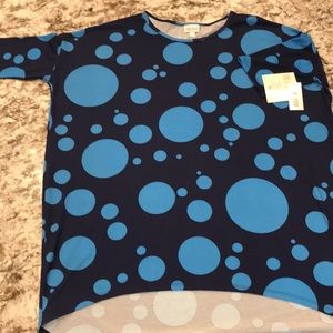 Medium Polka Dot Two Tone Blue LuLaRoe Irma Shirt